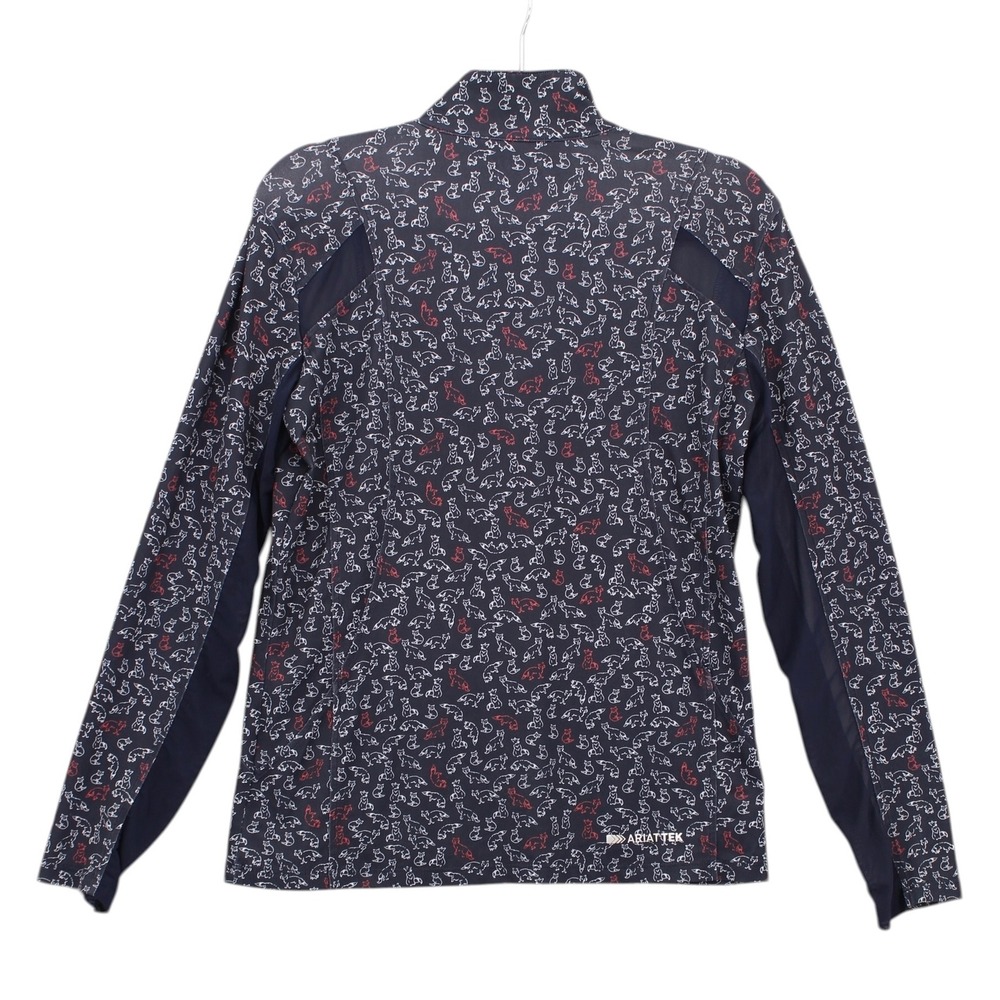Ariat Women Navy Blue Fox Print AriatTEK Heat Series Quarter Zip Sun Shirt M - Picture 2 of 10